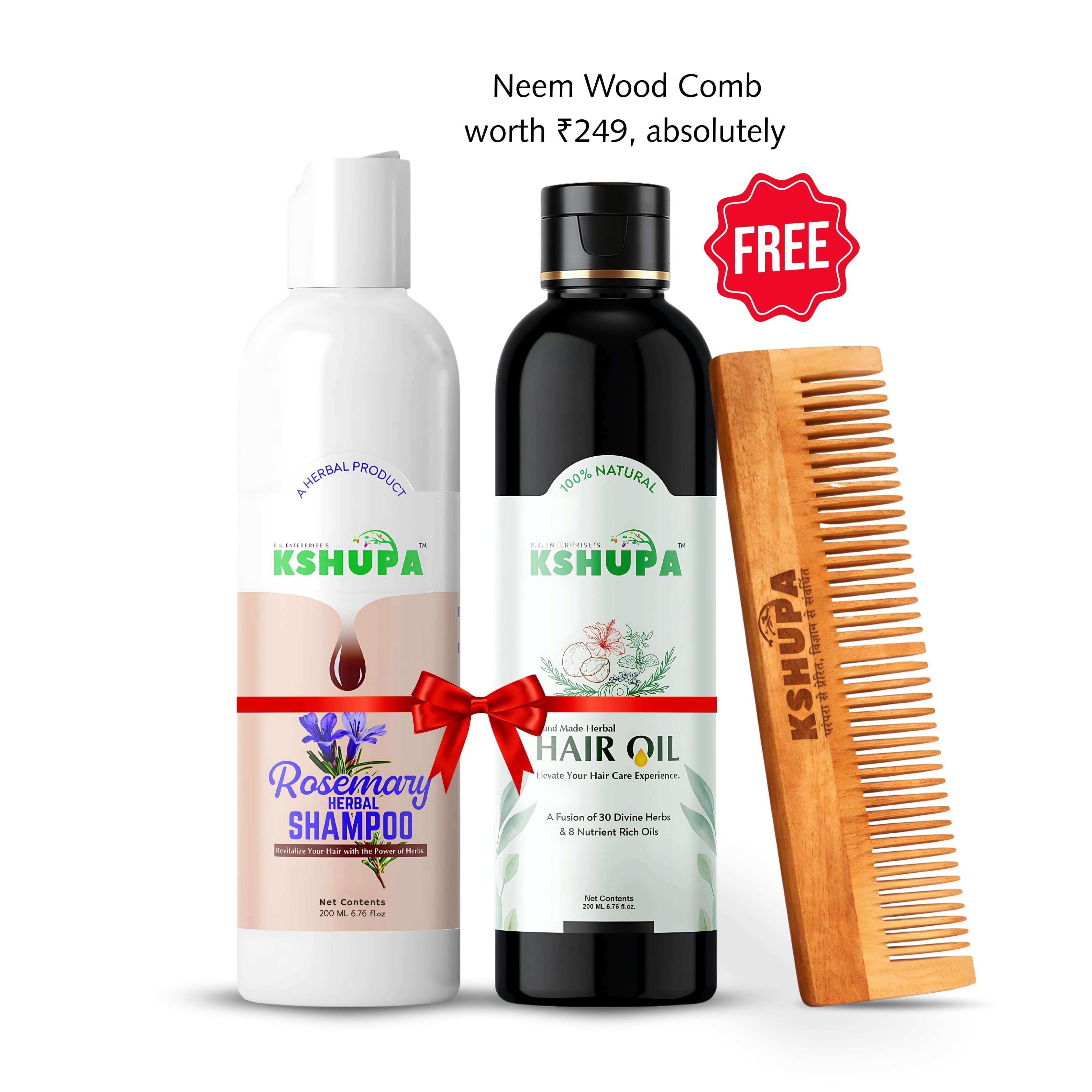 HERBAL HAIR CARE COMBO | Handmade Herbal Hair Oil + Rosemary Shampoo | Anti Hair Fall & Dandruff Control Ayurvedic Pack | Free Shipping