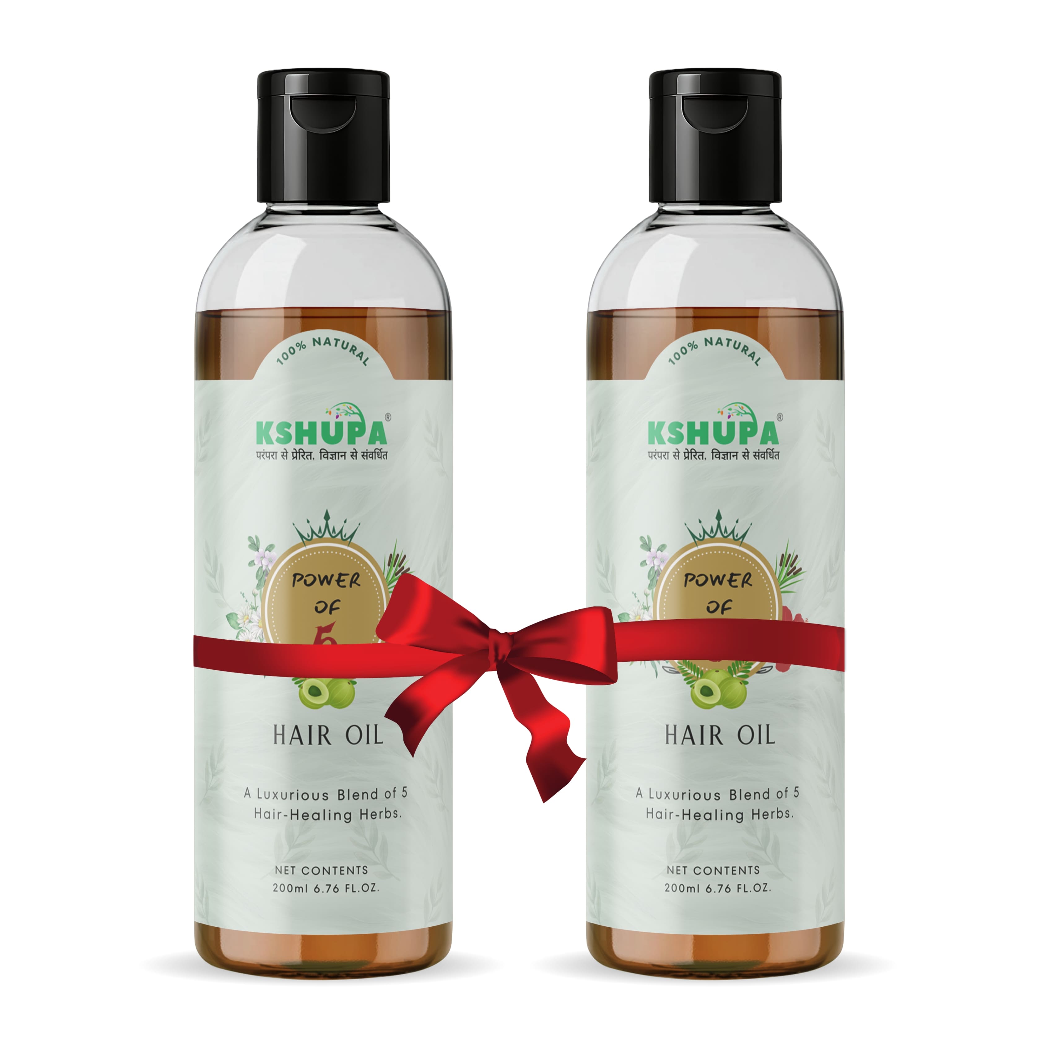 POWER OF 5 HAIR OIL | Pack of 2 (200ml x 2) | Bhringraj, Amla, Hibiscus, Brahmi & Motha