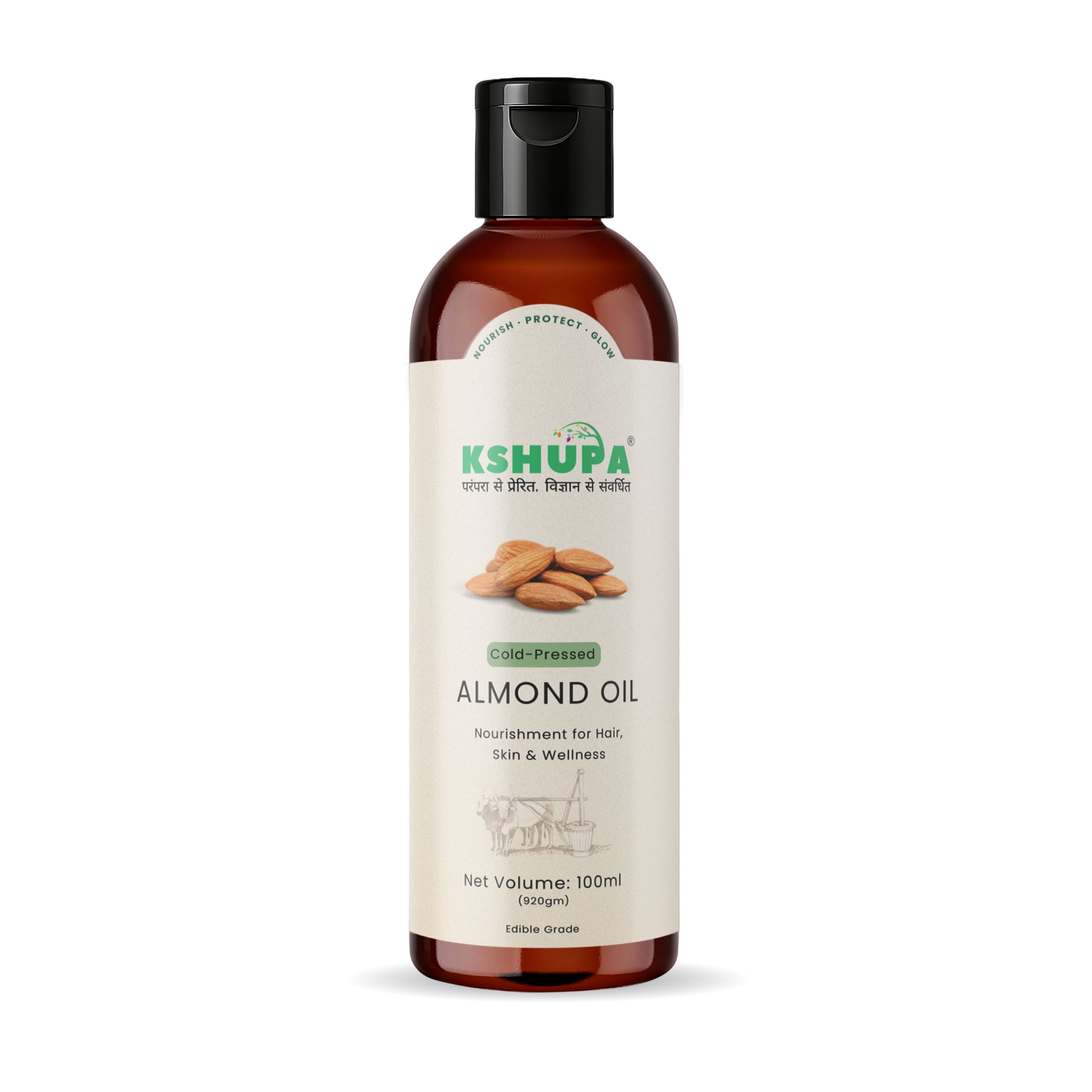 100 ML Cold-Pressed Virgin ALMOND OIL ∣ Pure Vitamin E for Dark Circles, Anti-Aging & Hair Shine