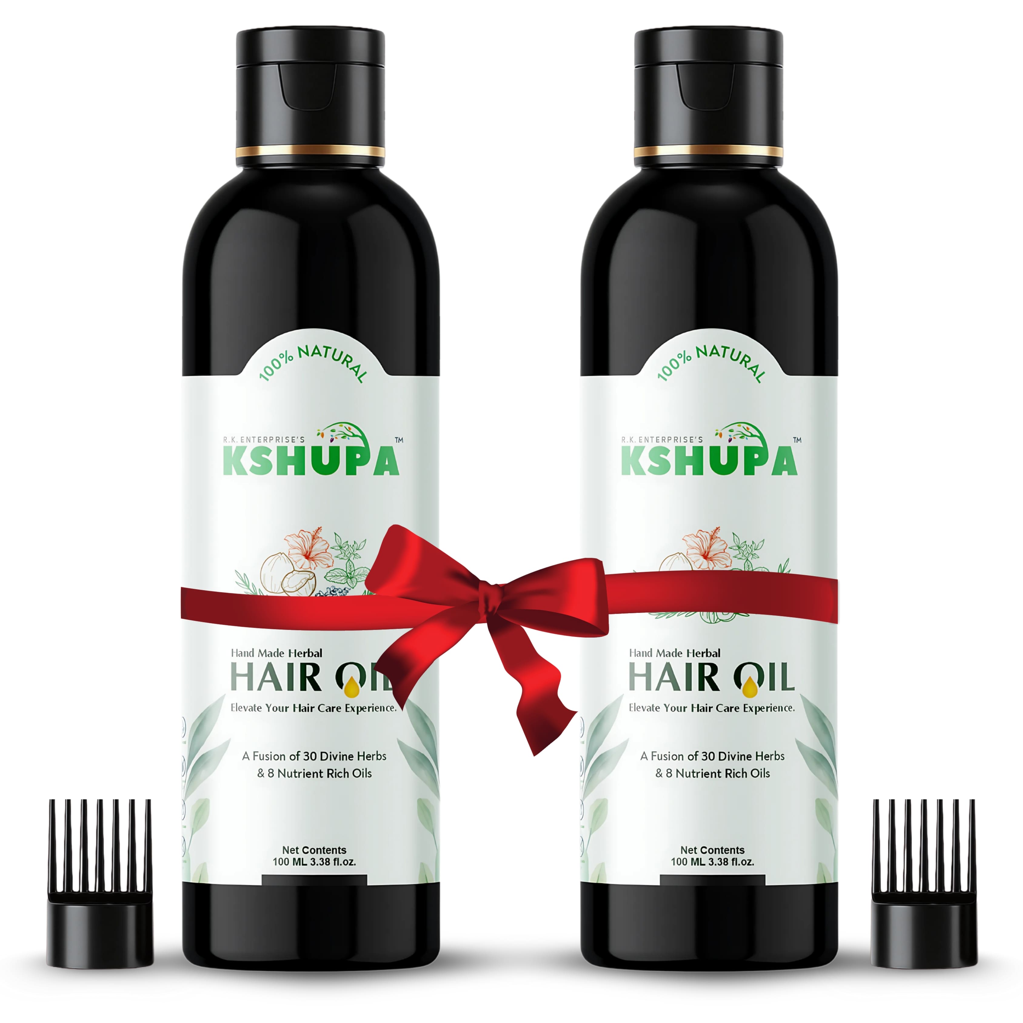 HANDMADE AYURVEDIC HAIR OIL | Pack of 2 (100ml x 2) | 32 Ayurvedic Herbs & 8 Cold-Pressed Oils | Anti Hair Fall & Hair Growth