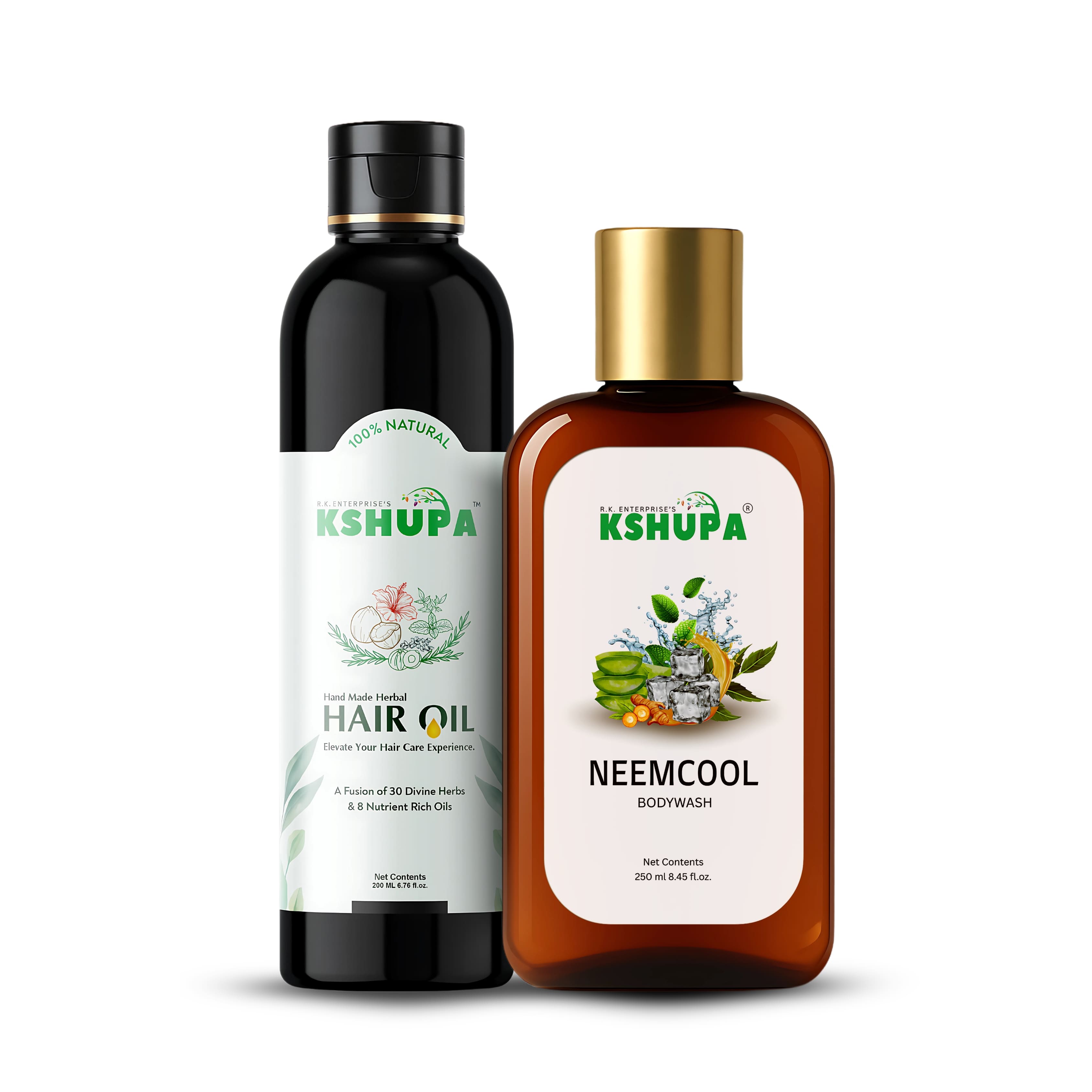 Hair & Skin Combo | Herbal Hair Oil + Neem Cool Body Wash