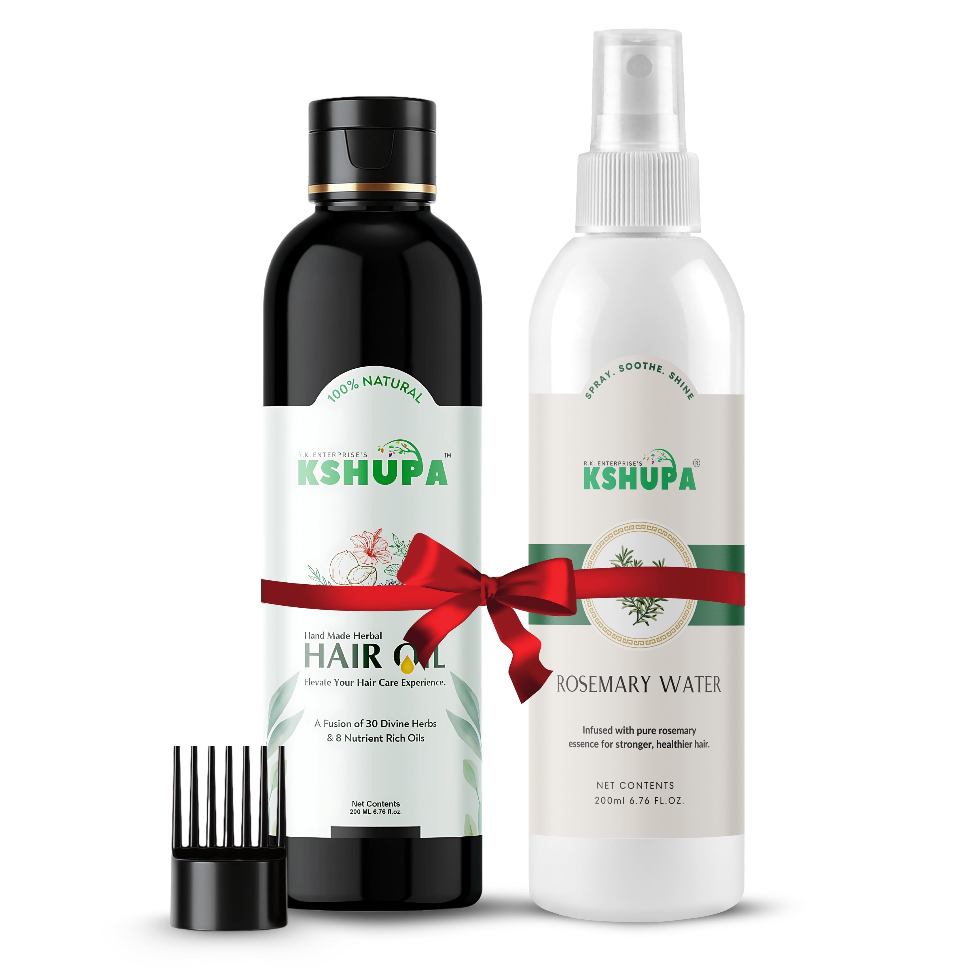 HERBAL HAIR GROWTH COMBO | Handmade Herbal Hair Oil (200ml) + Rosemary Water (200ml) | Anti Hair Fall & Scalp Refresh